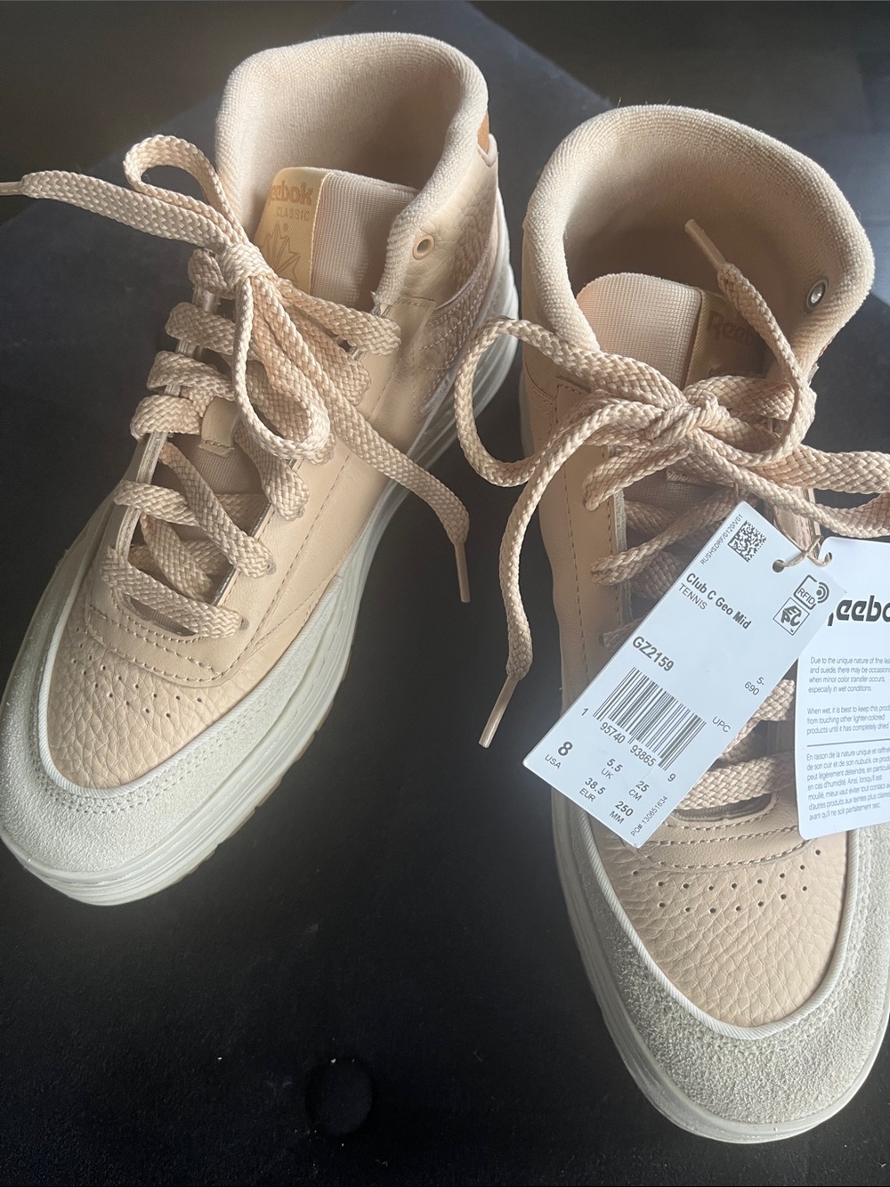 Reebok Mid-Top Sneakers in Pale Pink and Tan